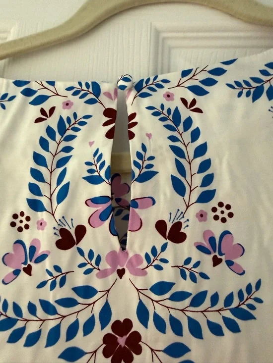 NWT Boden Silk Blend Floral Nadine Blouse 3/4 Sleeve White Blue Top Office 14 - Picture 2 of 3